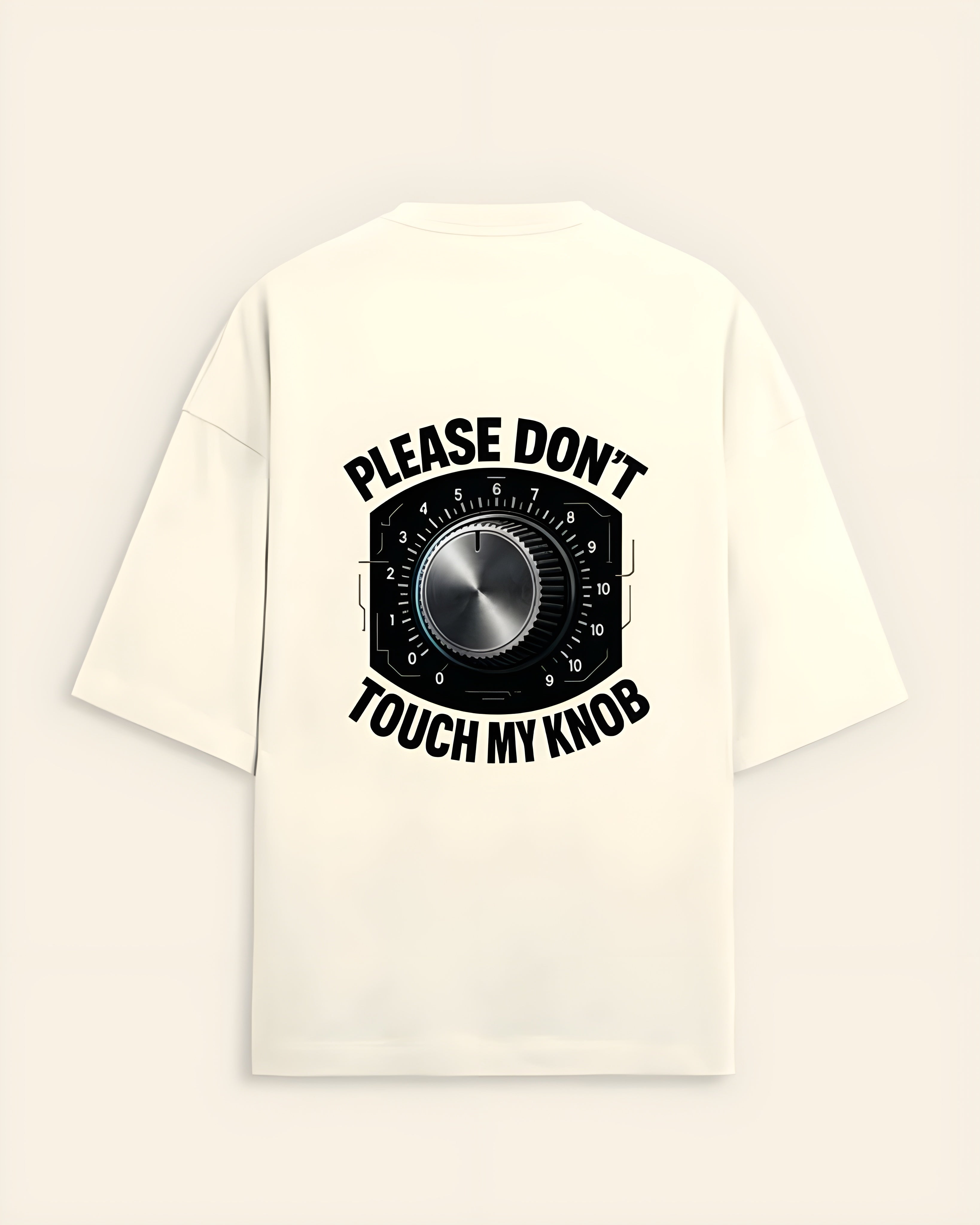 "Please Don't Touch My Knob" - Unisex Terry Oversized Tee (Off White)